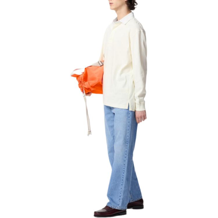 Uniqlo X JW Anderson Collaboration SS25 Embroidered Logo Long Sleeve Polo Shirt Unisex tops White 476226-01