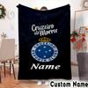 Custom Name Cruzeiro FC Pride Throws Blanket Flannel Blankets for Couch Bed Gifts for Men Women Picnic blanket Christmas fan gifts