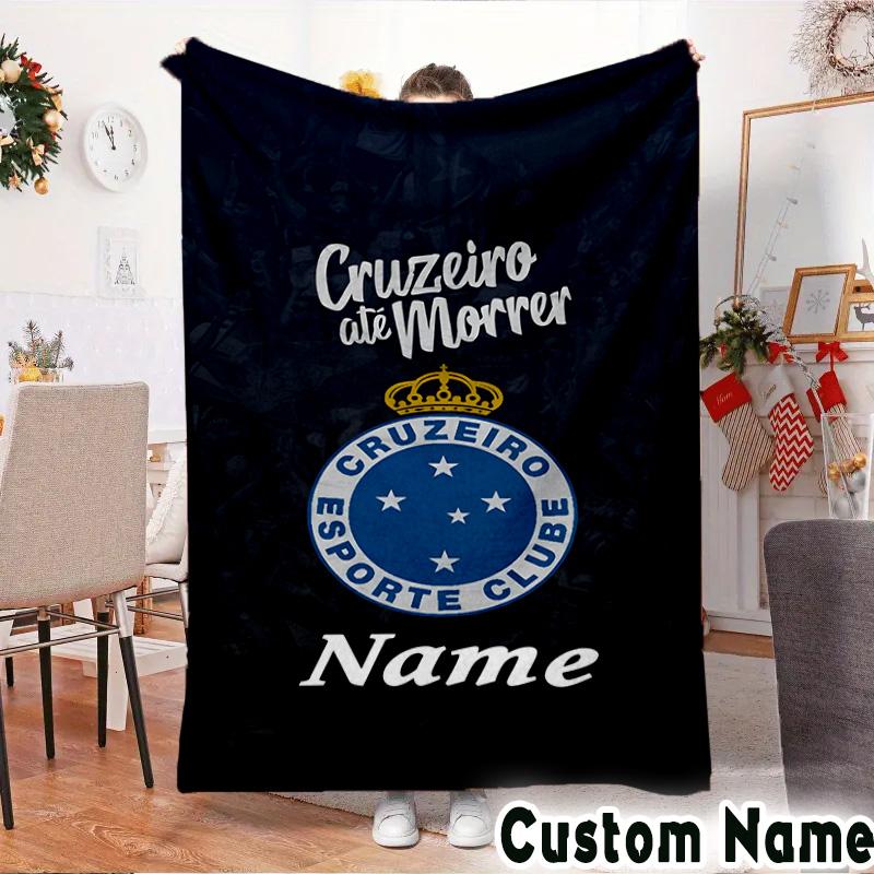 Custom Name Cruzeiro FC Pride Throws Blanket Flannel Blankets for Couch Bed Gifts for Men Women Picnic blanket Christmas fan gifts