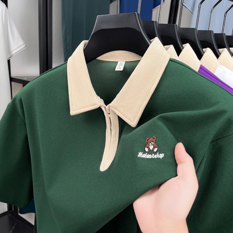 High quality short sleeve polo shirt men fashion trend brand bear embroidery summer comfortable breathable casual lapel T-shirt