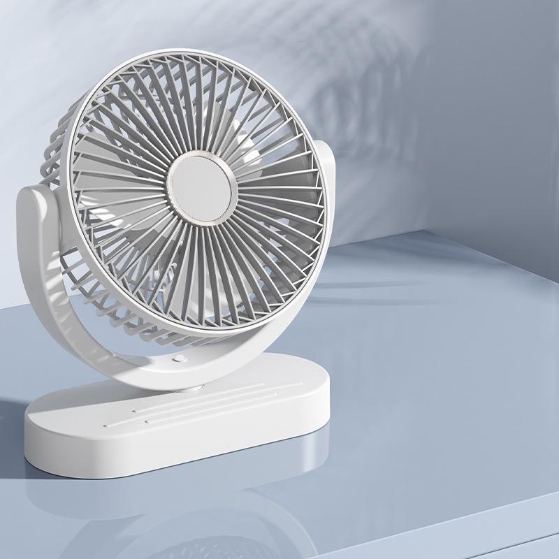 Dual Head USB Rechargeable Desktop and Camping Fan with Light USB Cable