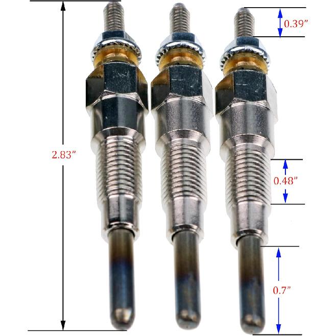 JEENDA 3PCS Glow Plug 16851-65510 16851-65512 Compatible with Kubota D722 D902 D905 D1005 D1105 V1505 V1305 Z482 RTV900 RTV1100 Tractor B1700D B1700E