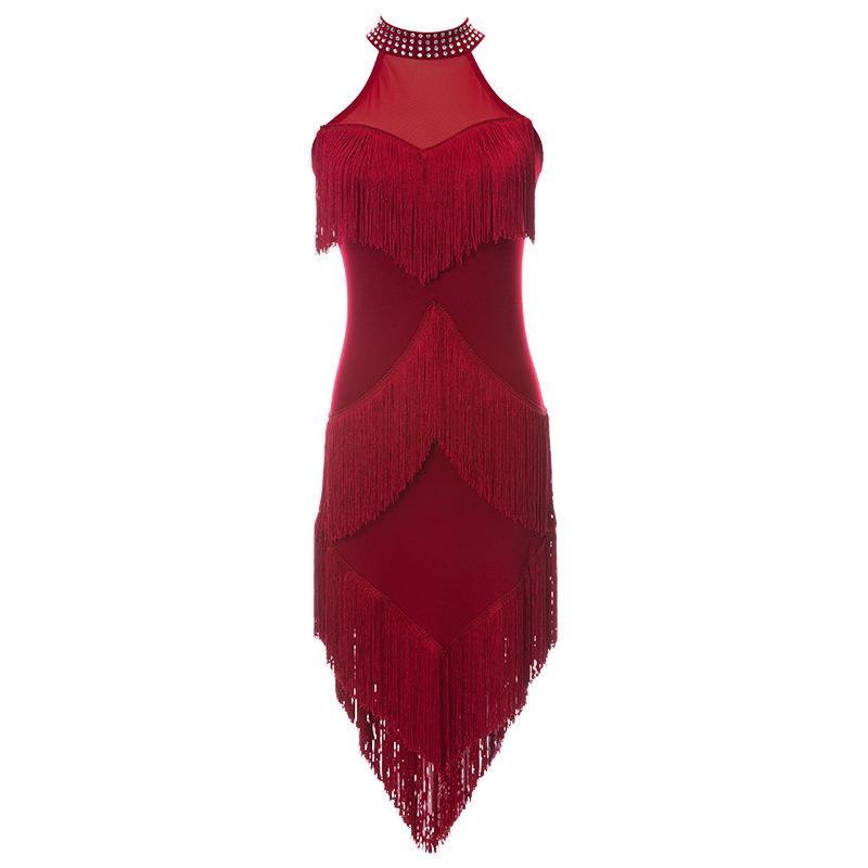 Sukienka Huayu do tańca łacińskiego: Wyszczuplający Seksowny Strój z Frędzlami na Zawody i Występy Zawodowe