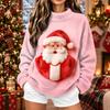Sweatshirt à col roulé en flanelle imprimé Noël décontracté pour femme Manches longues Pull