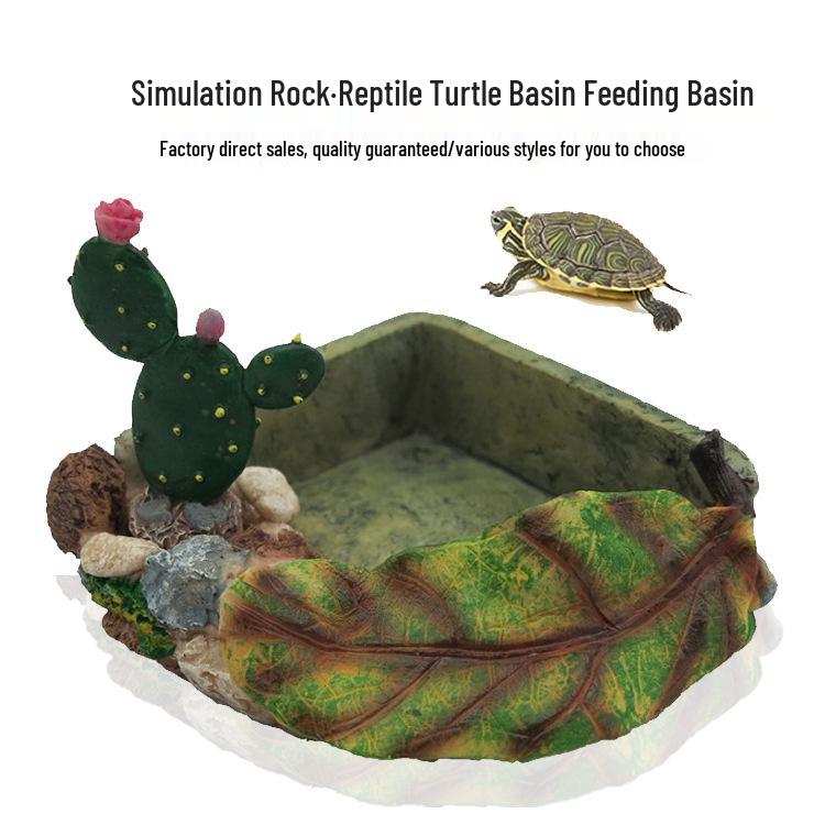 Resin Reptile & Turtle Water and Food Basin - Small Round Feeder Dish