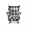 Fotel uszak Winston bujany skandynawski FamilyMeble krata granatowo - biała