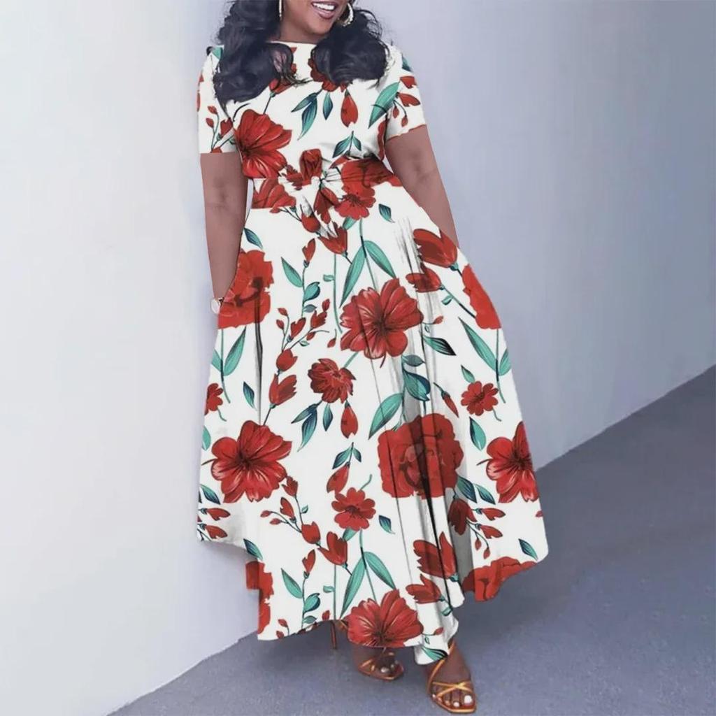 2024 Noua rochie din dantela africana pentru femei: Cu mâneci scurte, leagăn mare, mărime Plus, modă elegantă