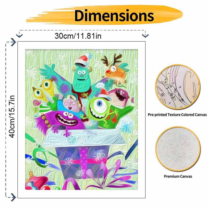 Disney oil painting Monsters Inc Christmas handmade diy art painting home decoration