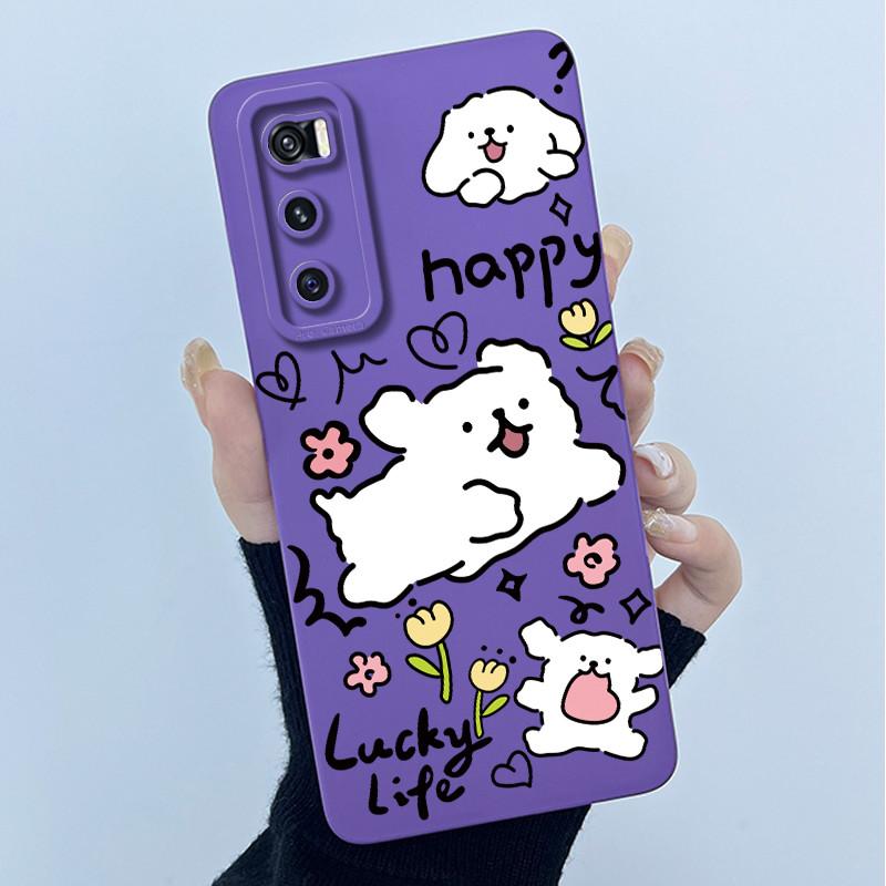 For Vivo V20 SE Case V2022 V2023 Lovely Cartoon Cat Liquid Silicone Soft TPU Shockproof Bumper For Vivo V20SE Phone Cover Funda