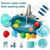 Non-Toxic Children'S Dishwashing Table Kitchen Pretend Play Faucet Cycle Out Recycling Water Electric Sink Kit Plastic Toys For Children Gift