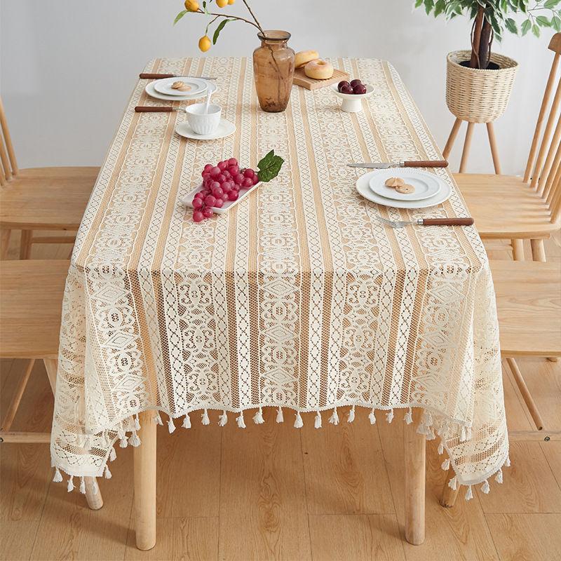 French Retro Lace Hollow Tablecloth Pastoral Style Photo Long Crochet Tablecloth Coffee Table Cover Towel Dining Table Cloth Cover Cloth