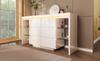 Chest of Drawers White High Gloss Sideboard with Smart LED Lighting App Control, Made of Wood with 6 Drawers and 4 Glass Shelves, 155x40x80 Cm