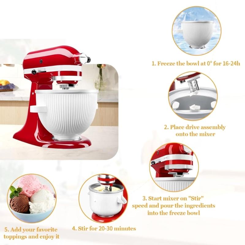 Ice Cream Maker Attachments Ice Cream Mixing Stand Plastic Texture Mixing Holder Suitable for 4.5QT 5QT 6QT Models