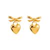 Custom Glossy Heart Bow Earrings for Women – Stylish, Simple, Everyday Fashion Accessories