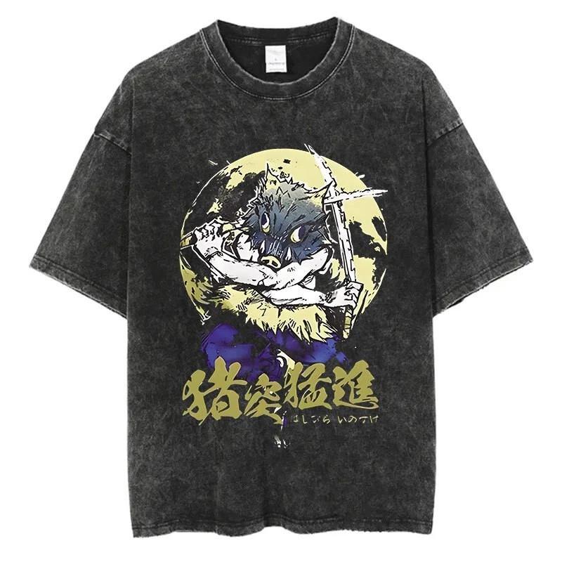 Demon Slayer Inosuke Cosplay Anime Manga T-Shirt Tee Undershirt Cotton 4XL