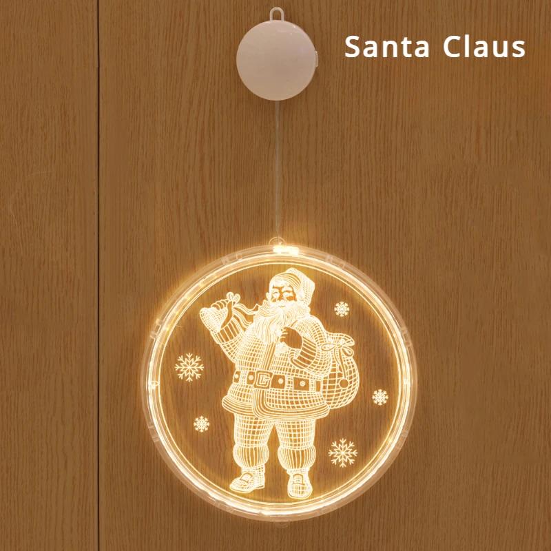 16cm 3d Led Suction Cup Light Santa Snowman Christmas Light Led String Christmas Tree Ambient Light Window Decoration