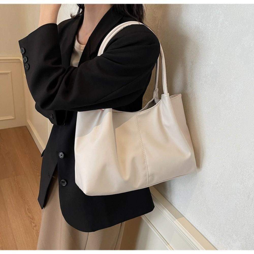 Casual Magnetic Buckle Tote Bag PU Leather Large Capacity Underarm Bag Solid Color Women's Handbag Girl