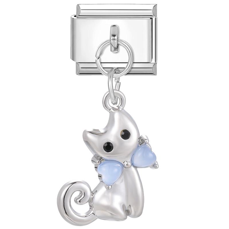 Cartoon Cute Cats Dogs Paw Heart Night Moon Flowers Italian Charm Links Fit 9mm Stainless Steel Bracelet Women DIY Making Gifts