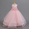 Girls Party Evening Dress Skirt Flower Mesh Tutu Middle and Big Kids Long Christmas Performance Costume 632 Children's Princess
