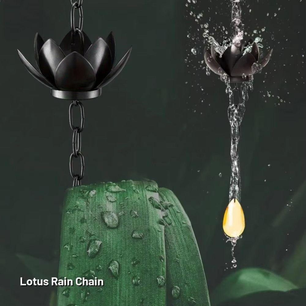 Gutter Rain Chain Adjustable Divert Water Rain Chain Cup Outdoor Metal Replacement Lotus Shape Rain Catcher Chain