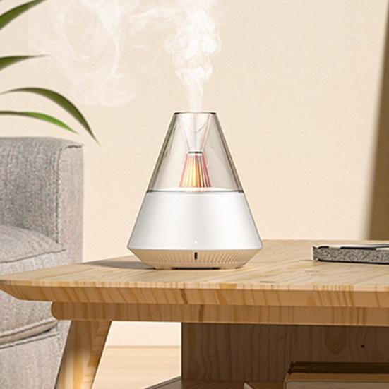 Essential Oil Diffuser, Cool Mist Humidifier for Home, 150ml Aroma Diffuser with Flame Effect LED Light, Auto Shut Off Quiet Humidifier for