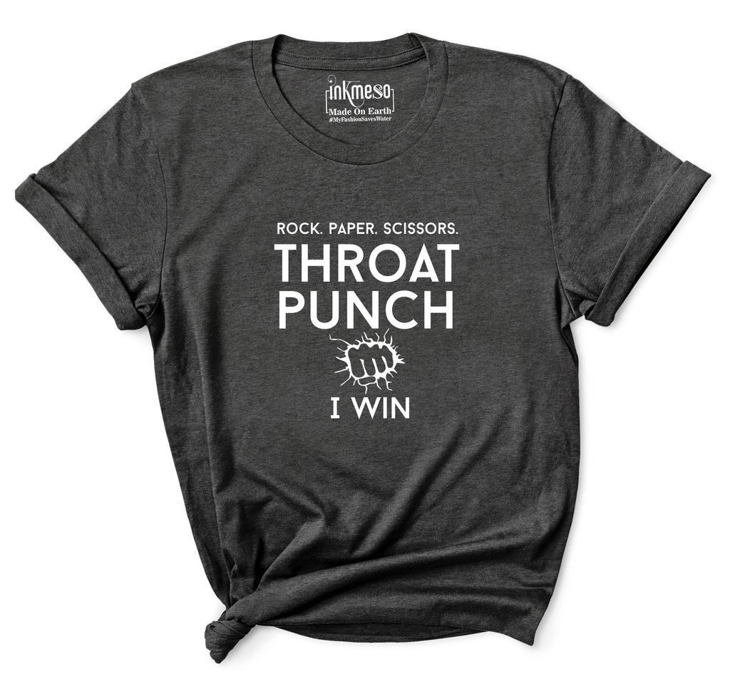 Inkmeso Tee For Womens    Rock. Paper. Scissors. Throat Punch I Win   Funny 80s 90s Retro Graphic