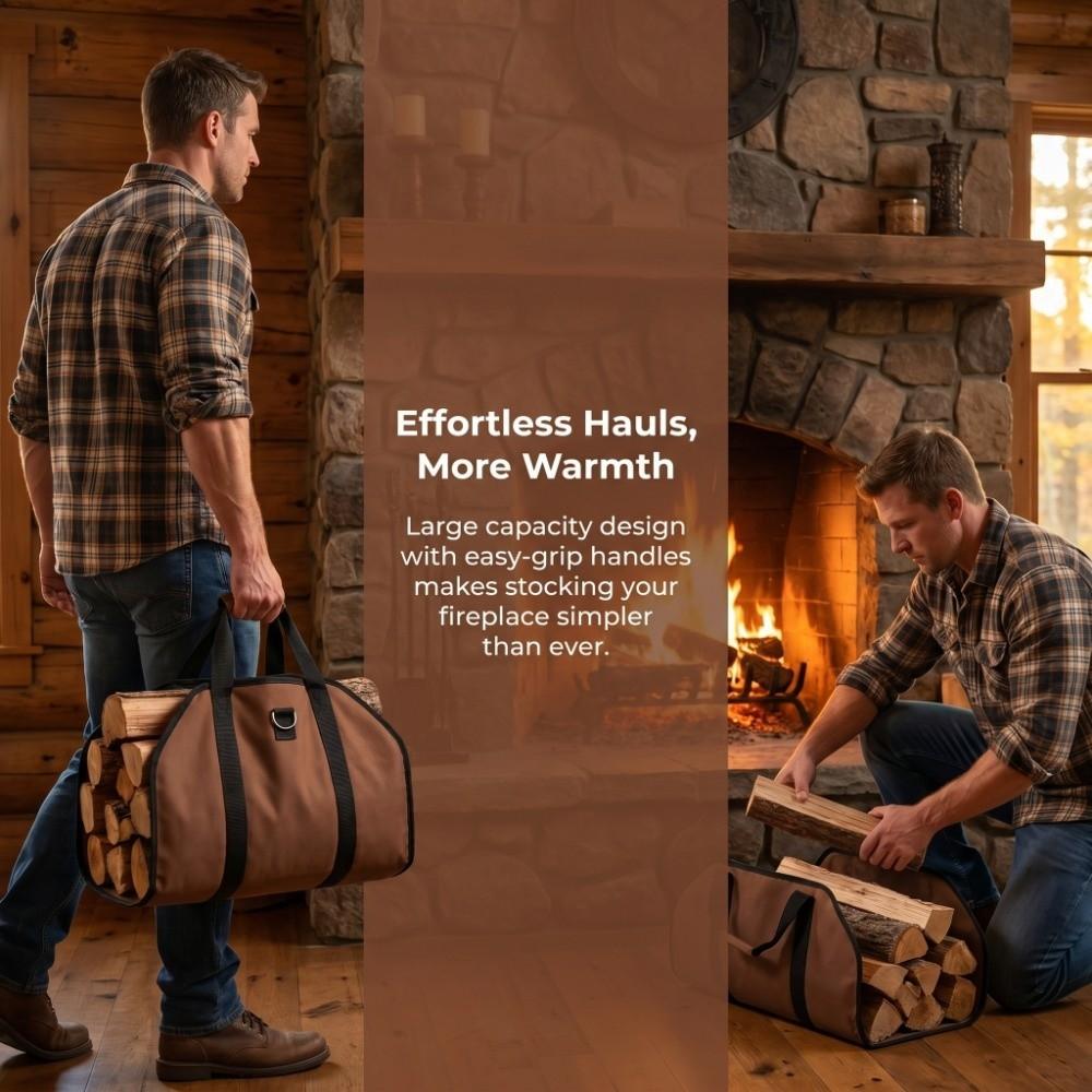 Large Capacity Firewood Carrying Bag With Handle Log Tote Bag Wood Carrying Bag Camping Trip