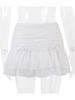 White Mini Skirt for Women Cute Sweet Style High Waist Mesh Splicing Ruffle Cake Skirt Y2k Clothing All-match Summer
