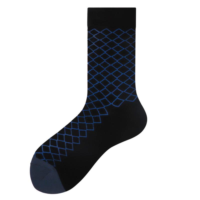

New Business Men Socks Dress Socks Novelty Combed Cotton Fashion British Gentleman Diamond Crew Socks Male For All Season One Size