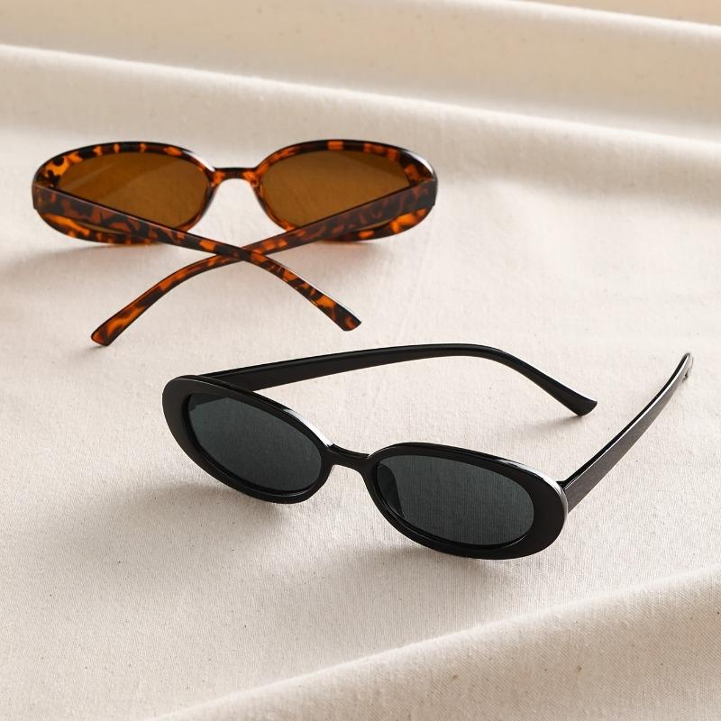 2 Pieces of Y2K Fashion Oval Frame Glasses PC Lenses Plastic Frame Daily Wear Decorative Glasses