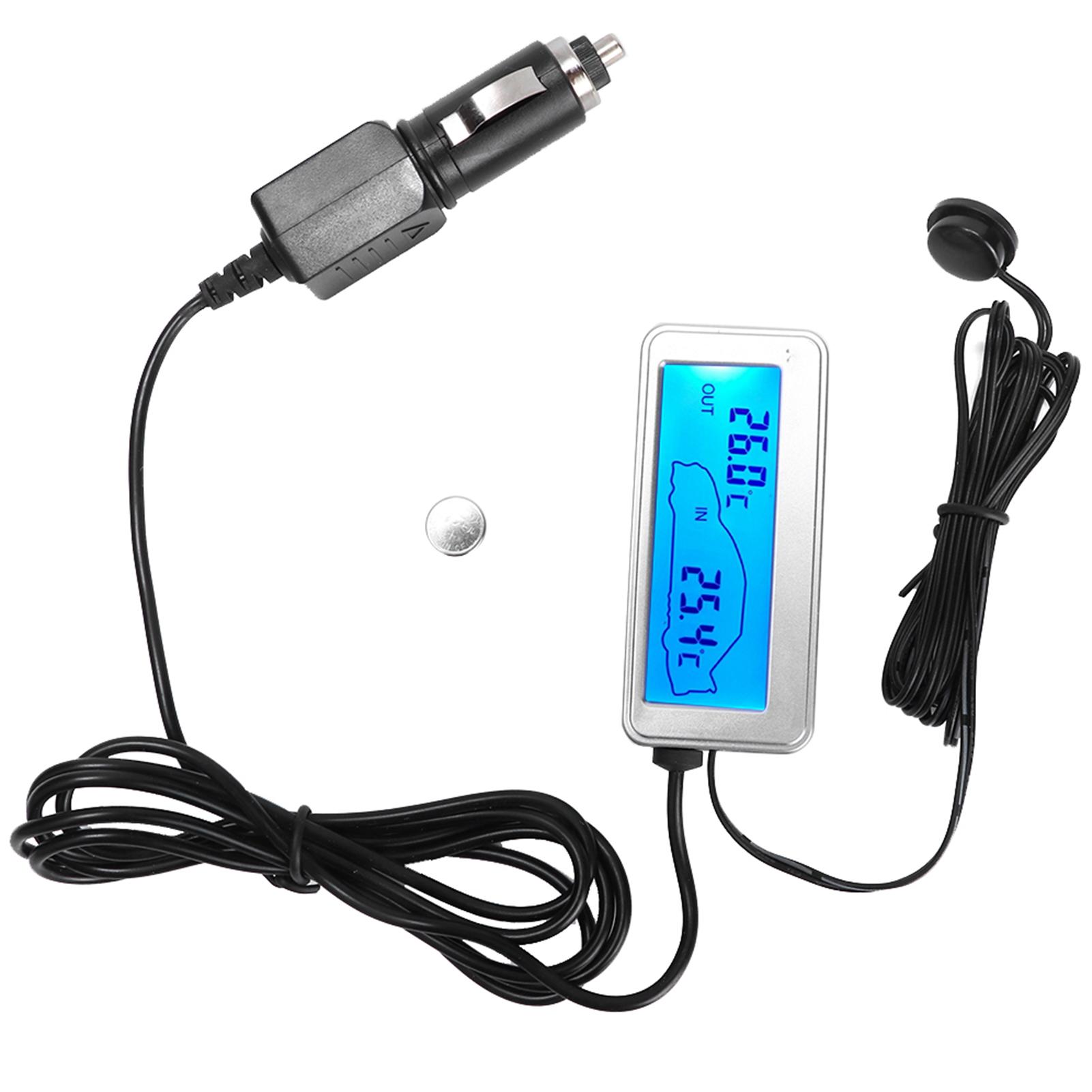 Car Digital 12V LCD Display Indoor Outdoor Sensitivity Thermometer Temperature Meter