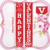 Valentine's Day LOVE Porch Banner - Rose XOXO Romantic Design - Roses - Porch Hanging Door Decor (2793)