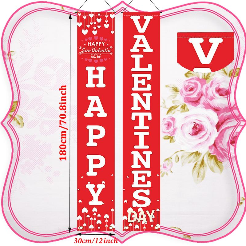 Valentine's Day LOVE Porch Banner - Rose XOXO Romantic Design - Roses - Porch Hanging Door Decor (2793)