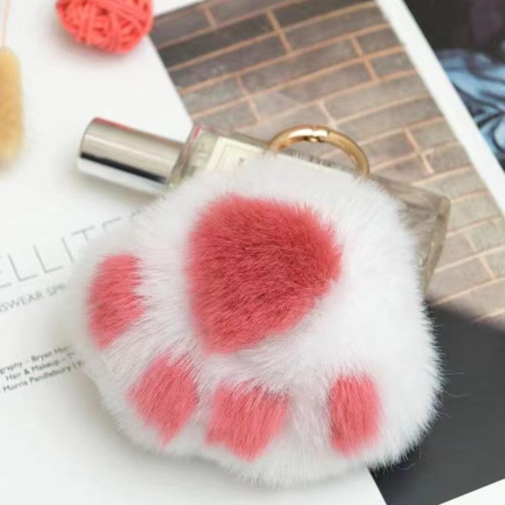 Stofftier Katzenpfote Fell Schlüsselanhänger Liebe Flauschige Katzenpfote Stoff Schlüsselanhänger Kawaii Pompon Katzenpfote Anhänger Taschenanhänger