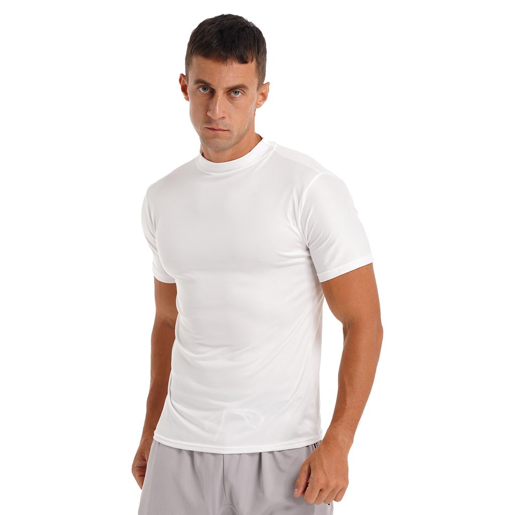 Mens Mock Neck Short Sleeve T Shirt Casual Solid Color Slim Fit Basic Top Comfortable Undershirt Tee