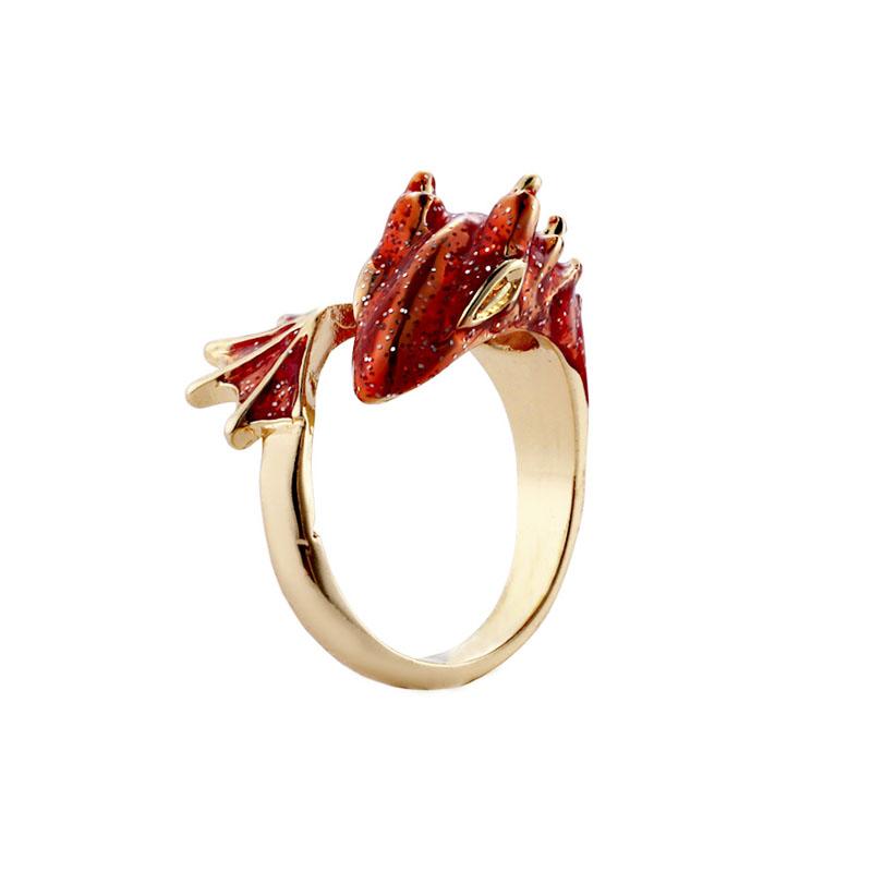 Trendy Enamel Dragon Ring Punk Viking Animal Adjustable Finger Ring Gothic Hiphop Men Women Magical Cool Jewelry  Birthday Gift