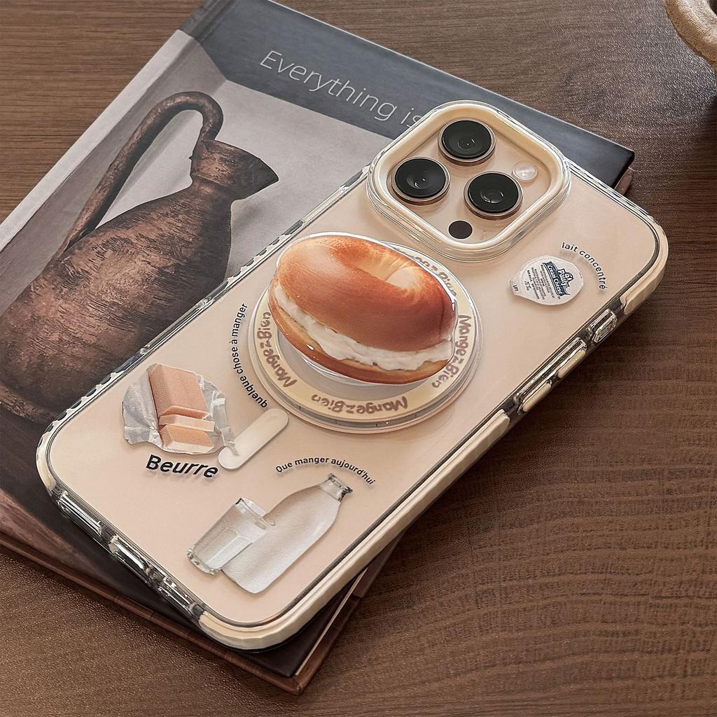 Ins Cream Bagel Halter 16pro Max Transparent für IPhone Hülle 17Für14 Sturzsicher 11 Nische Weich