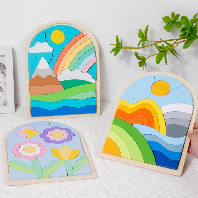 Drewniane puzzle 3D z kreskówkowymi zwierzętami - Wczesna edukacja i trening koncentracji dla dzieci