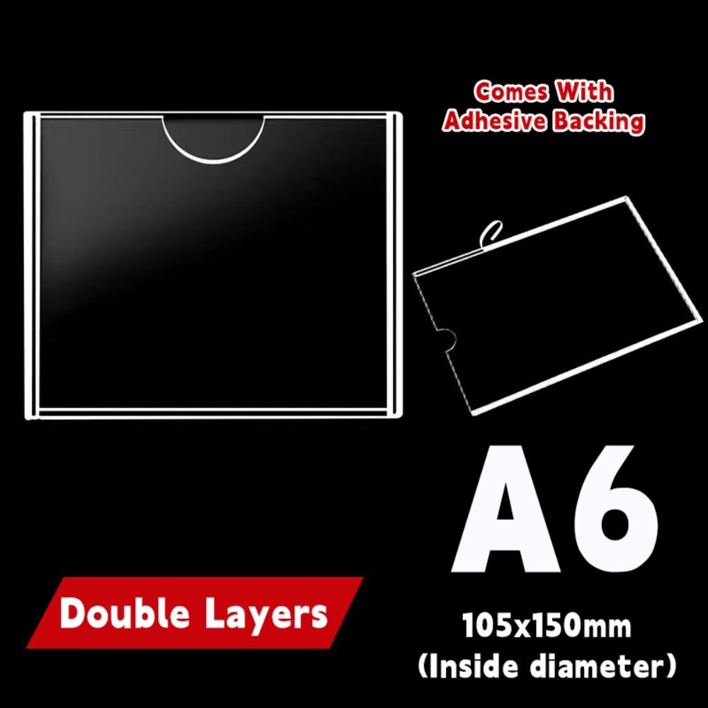 

Self-Adhesive Label Holder Acrylic Card Holder Durable Photo Frame Card Display A6-horizontal