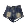 New Retro Jeans Women's Spring and Autumn Spice Girls Make Old Wide-leg Design Feeling High Waist Sexy Straight A-shaped Short Pants