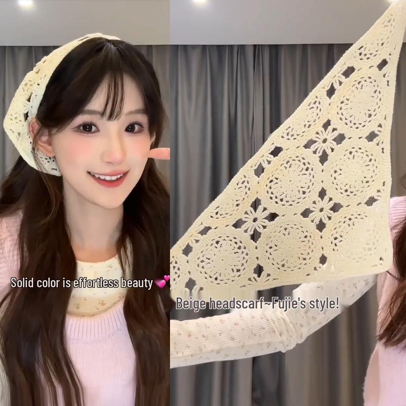 Women's Summer Silk Headscarf & Hair Tie - Pastoral French Seaside Style