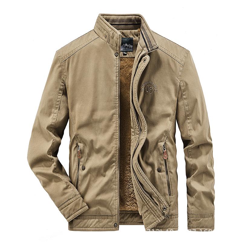 

Men s Plus Size Thickened Fleece Cotton Jacket - Trendy Autumn & Winter Outerwear L хаки