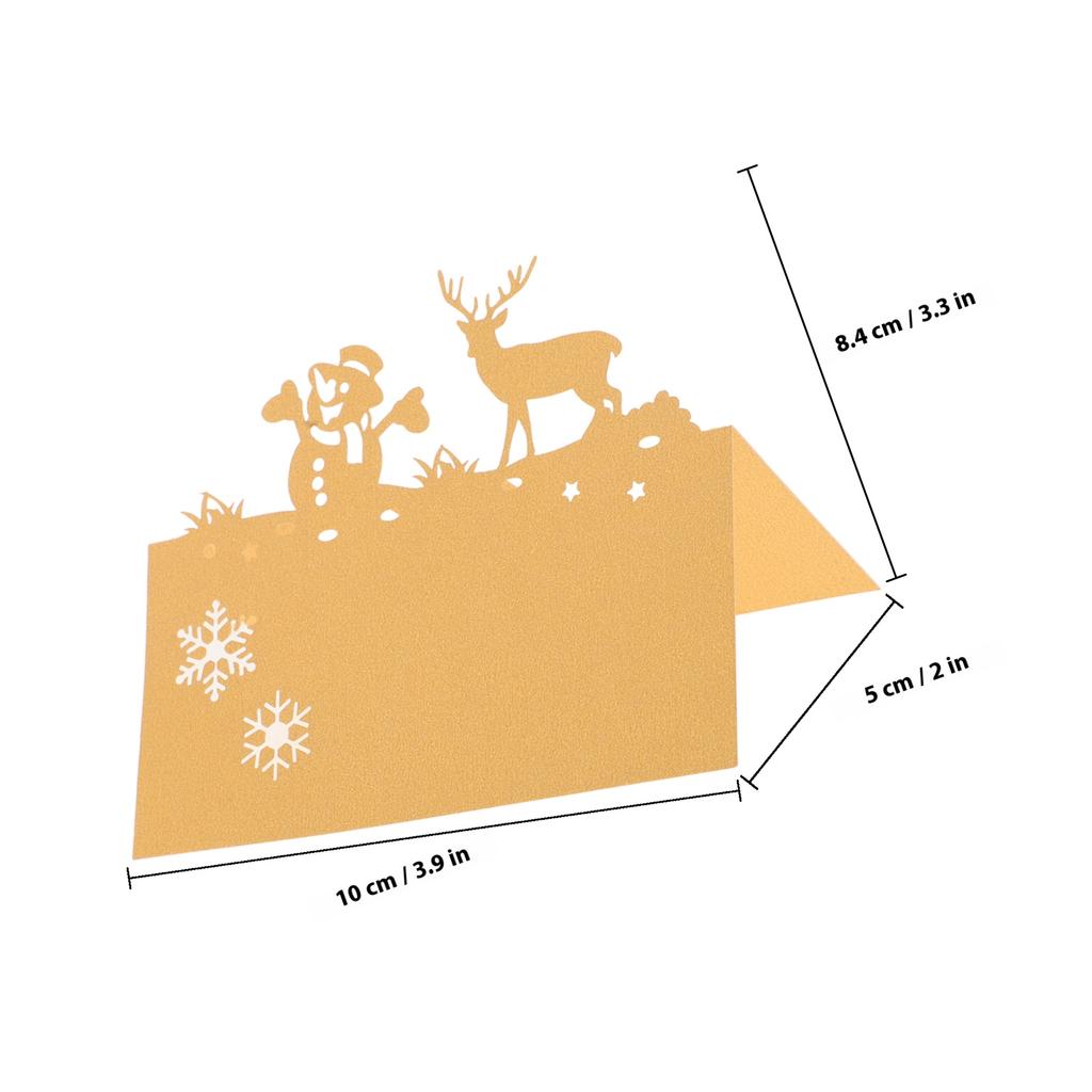 50Pcs Christmas Table Place Cards Reindeer Snowman Pattern Elegant Name Tents for Holiday Gathering Wedding Dinner Seating
