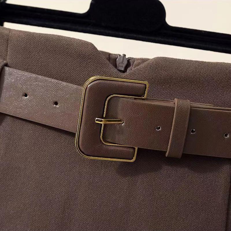 Halblanger Wollrock für Damen im Herbst und Winter, einfarbiger A-Linien-Rock