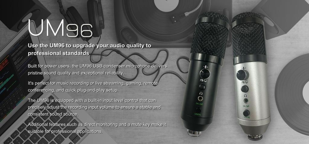 Toneweal UM96 USB Condenser Cardioid Polar Pattern Microphone, 96kHz/24-bit,