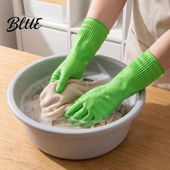 Non Slip Kitchen Cleaning Gloves Fleece Lined Dishwashing Gloves, Waterproof Natural Latex Household Protective for Dish Washing Non-Slip Grip