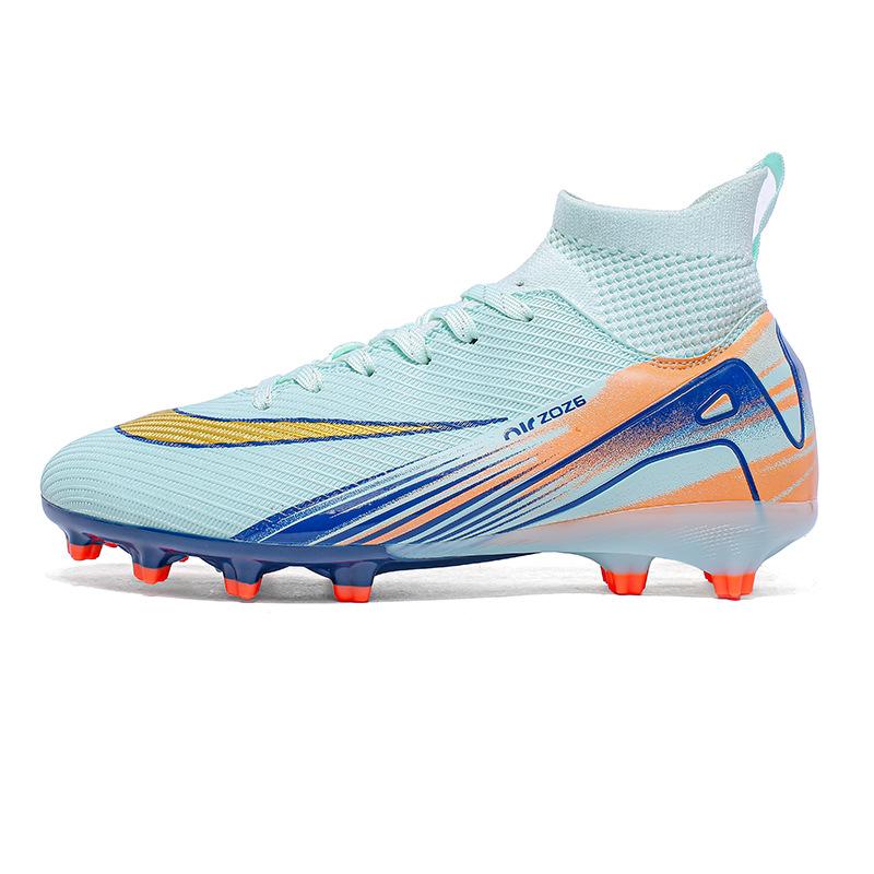 High-Top Football Shoes Fg Pegged Leather Feet For Boys And Girls, Teenagers And Students, Non-Slip Natural Lawn Training Shoes