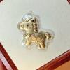 999 Pure Gold Keychain Pendant: Lucky Golden Horse with Money Bag - High-End Charm Gift.