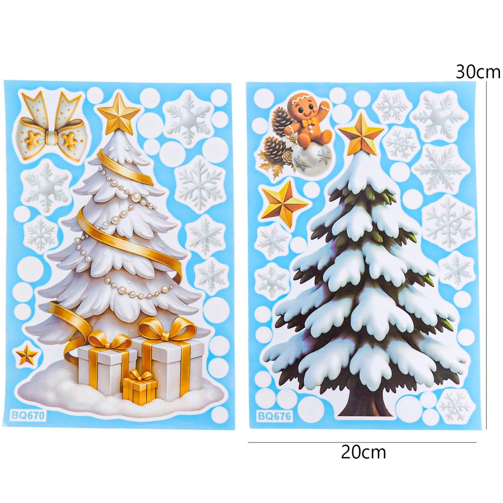 Christmas Window Stickers Winter Snowman Santa Claus Snowflake Reindeer Static Electricity Stickers Ornaments Xmas Home Decor