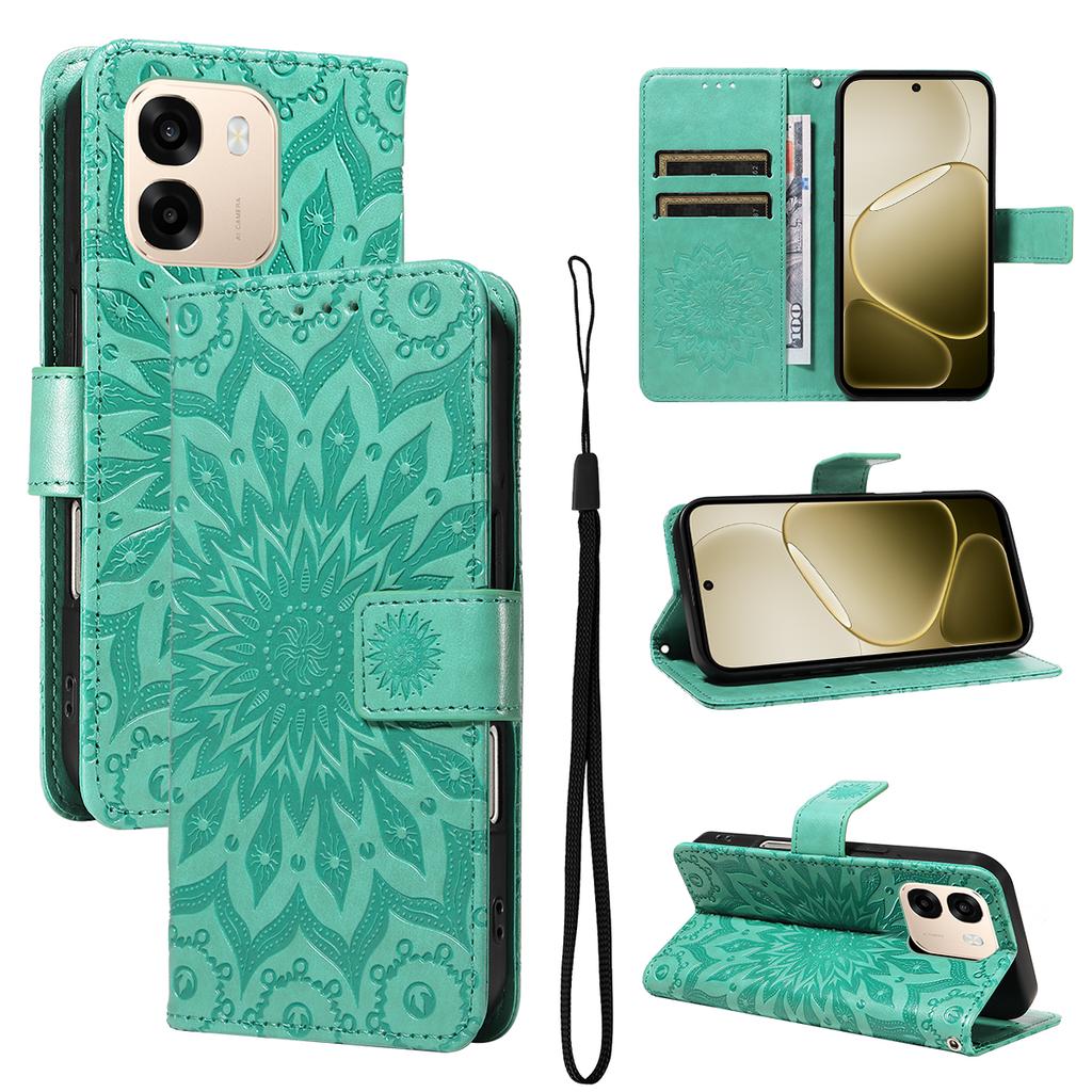 For Oppo A6 5G/Oppo A6x 5G Leather Wallet Case Sunflower Imprinted Phone Cover